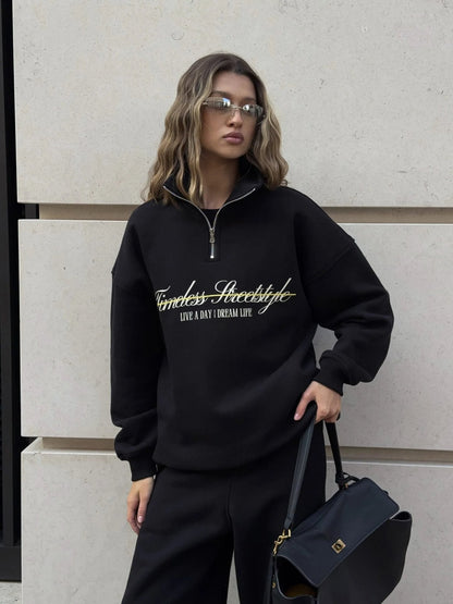 Damen Sweatshirt Hoher Kragen Eveloria