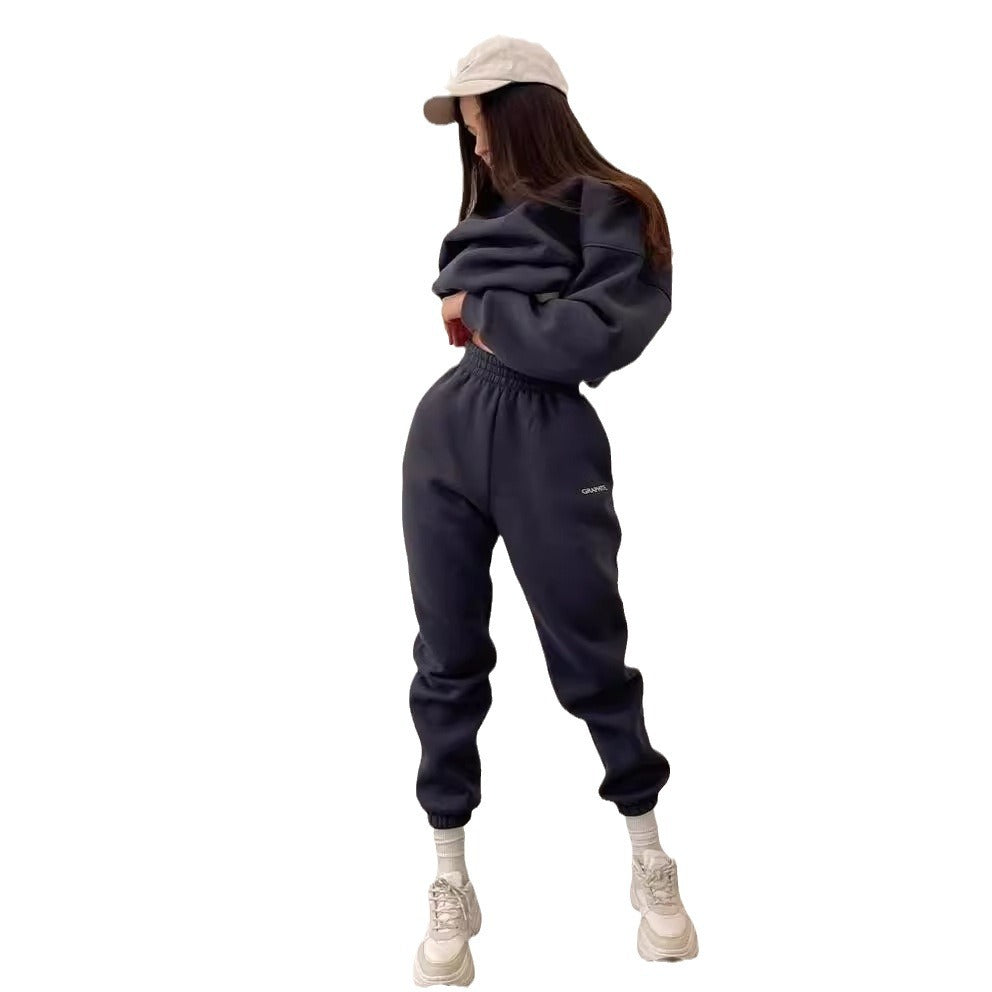 Damen Sweatanzug Oversized Elastisch Grau Eveloria