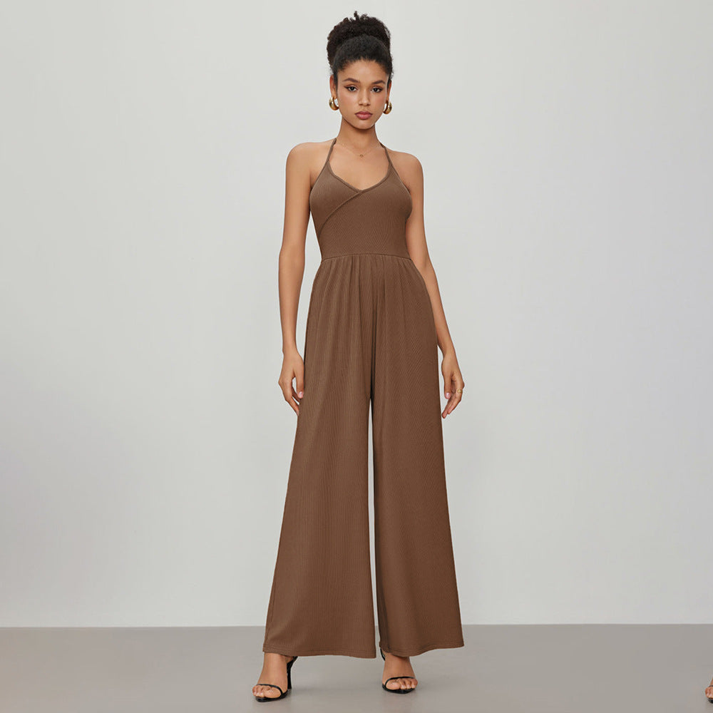 Damen Jumpsuit V-Ausschnitt Lockerer Schnitt Eveloria