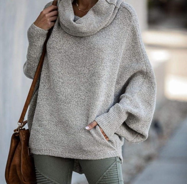 Damen Rollkragenpullover Lässig Weite Ärmel Eveloria