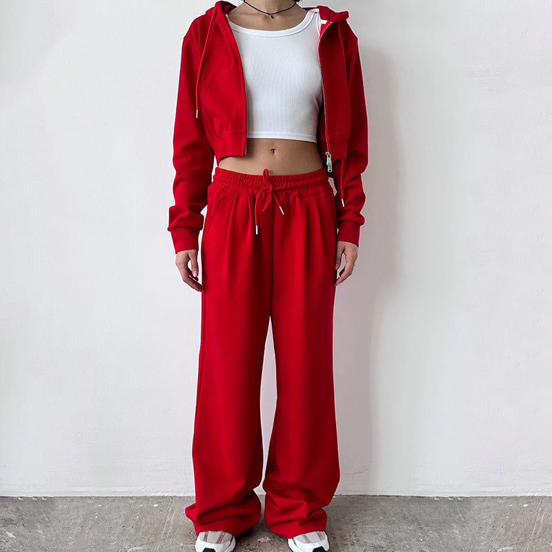 Damen Hoodie Jogginghose Set Baumwolle Grau