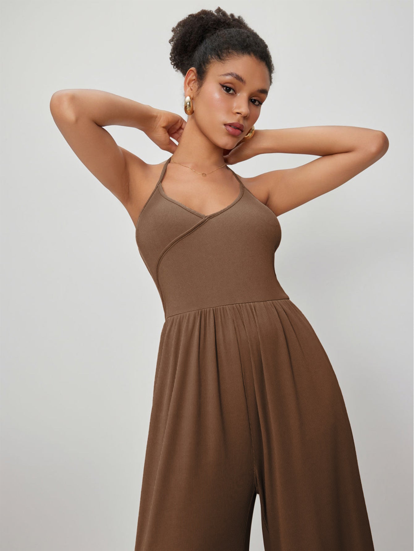 Damen Jumpsuit V-Ausschnitt Lockerer Schnitt Eveloria