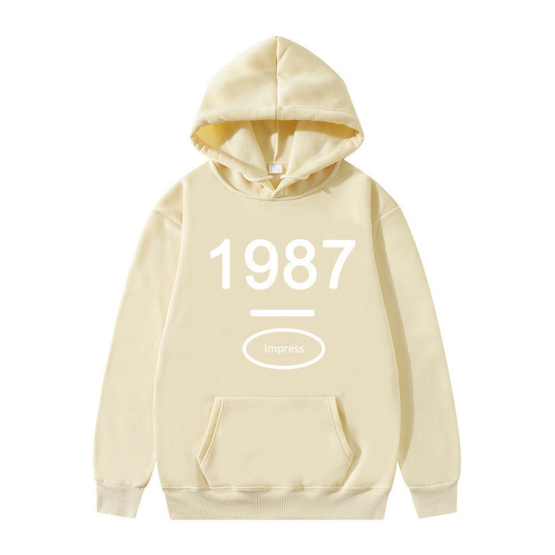Damen Kapuzenpullover Kängurutasche Baumwolle Beige - Eveloria