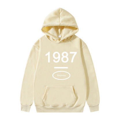Damen Kapuzenpullover Kängurutasche Baumwolle Beige - Eveloria