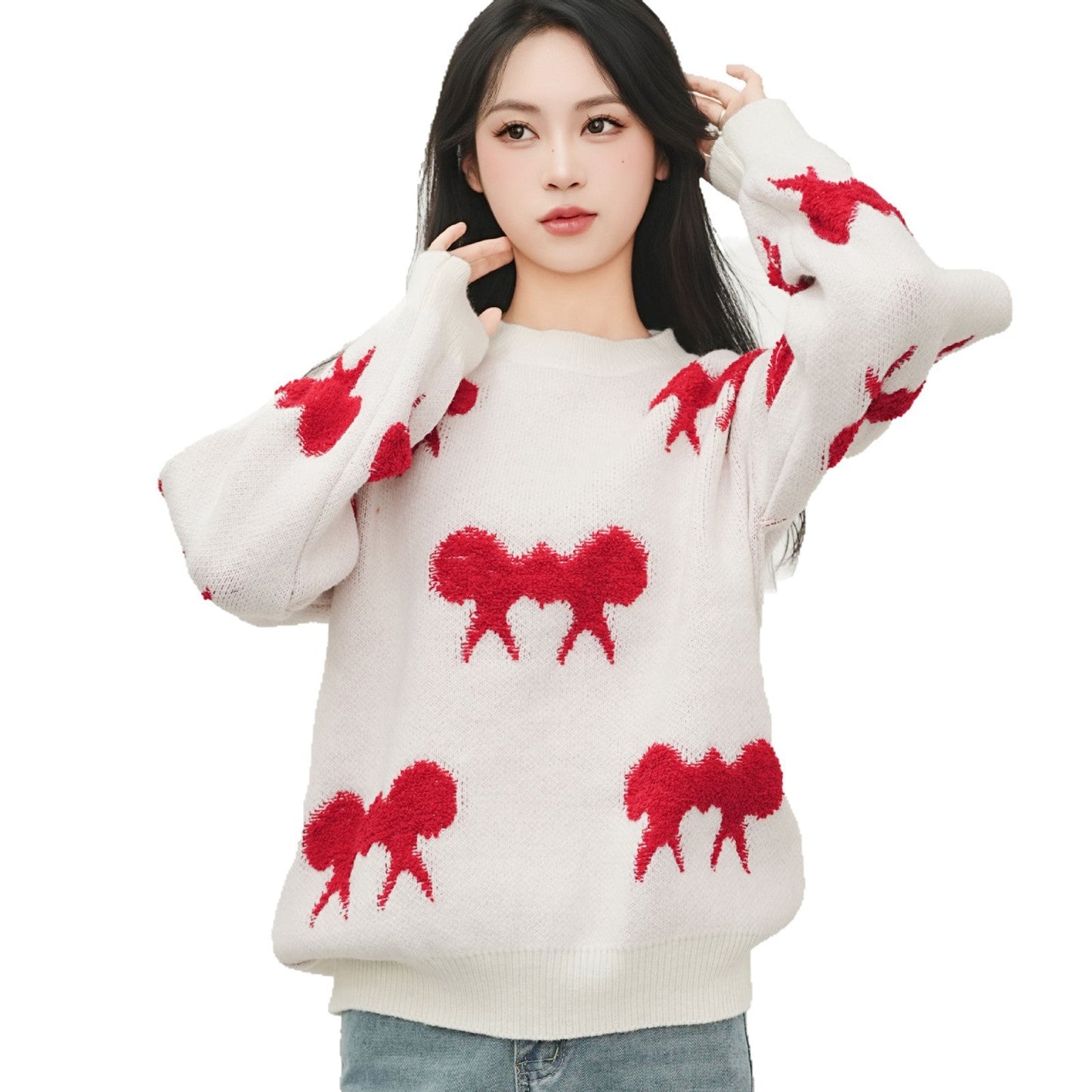 Damen Grobstrickpullover Verspielt Eveloria