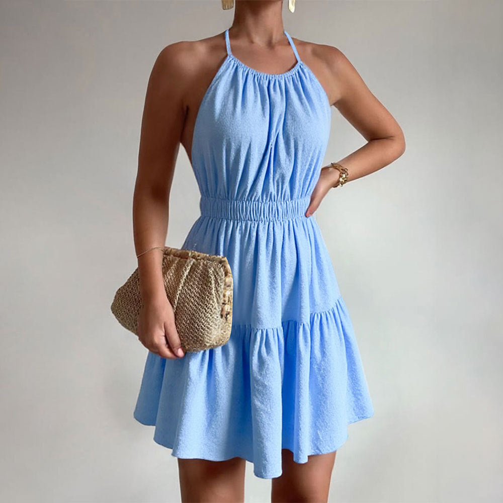 Damen Halterkleid Rüschensaum Eveloria - Eveloria