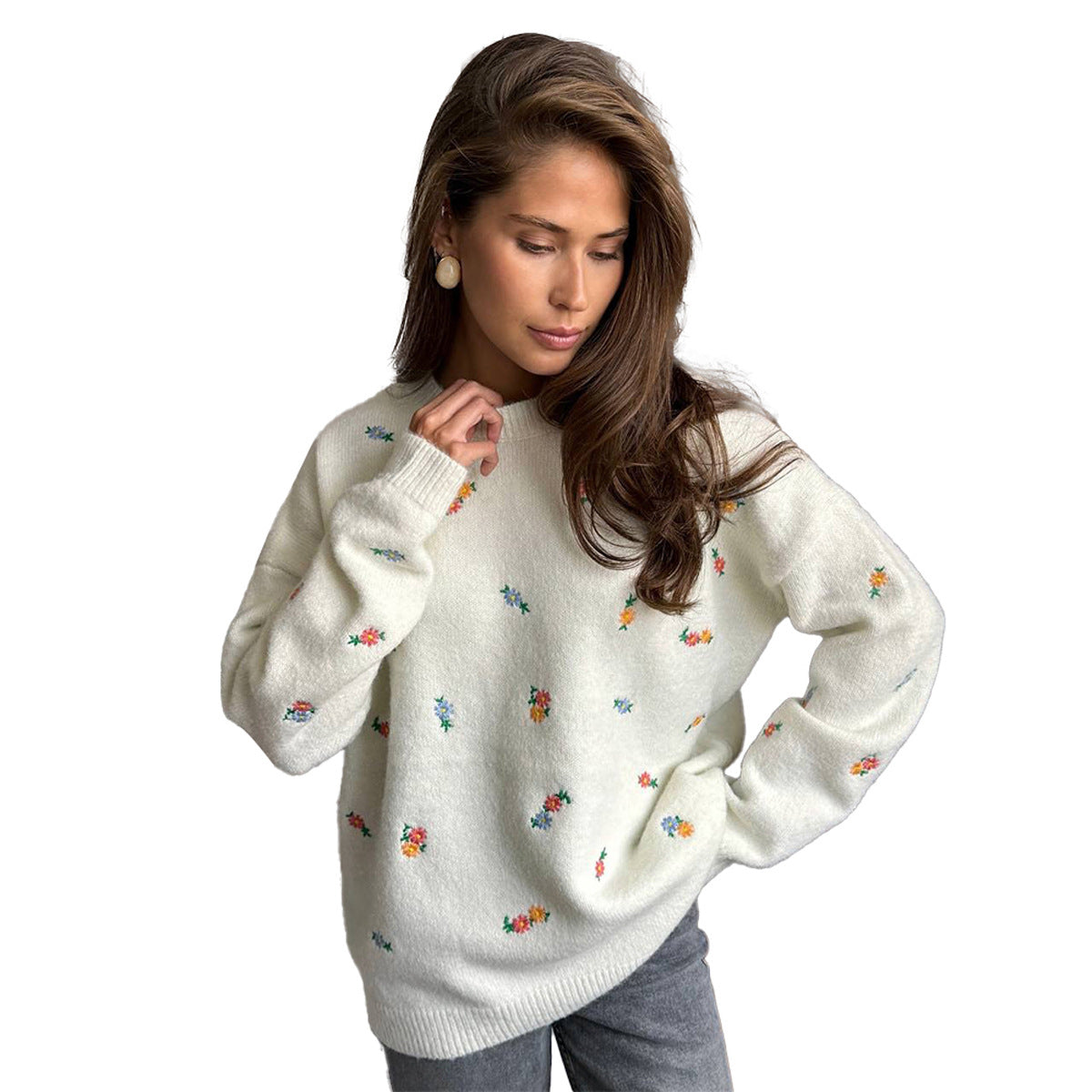 Damen Überwurf Weiches Baumwollmaterial Florales Muster Elastischer