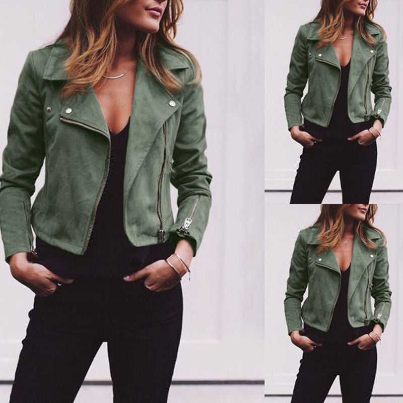 Damen Bikerjacke Tailliert Leder Eveloria