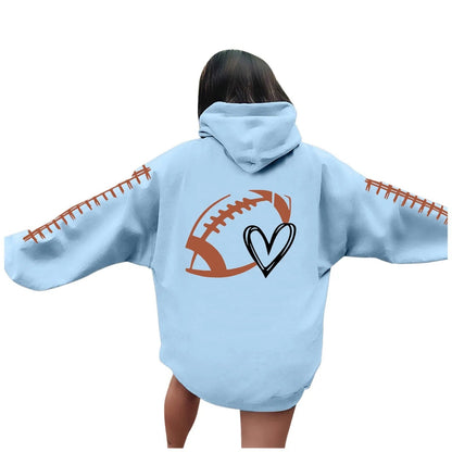Damen Kapuzenpullover Football-Motiv Lässig Eveloria