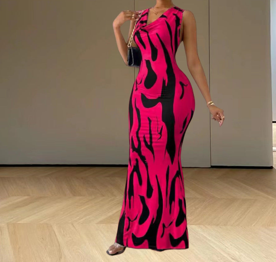 Damen Maxikleid Figurbetont Trendmuster Eveloria