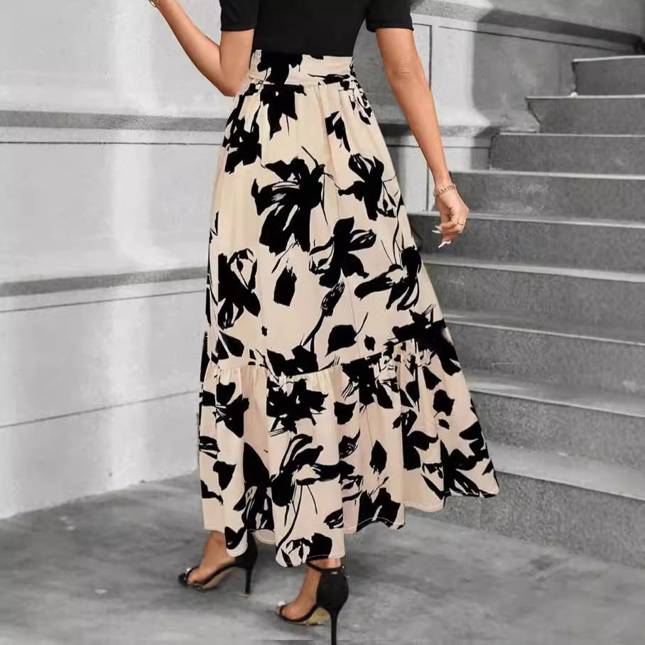 Damen Maxirock Voluminöser Schnitt Florales Design
