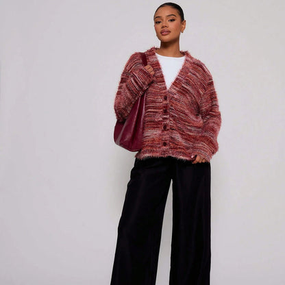 Damen Strickpullover V-Ausschnitt Luftig Farbverlauf