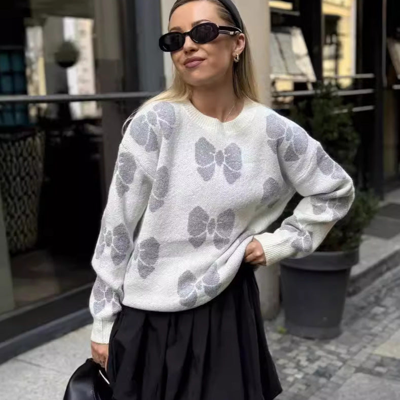 Damen Strickpullover Florales Muster Weiches Material