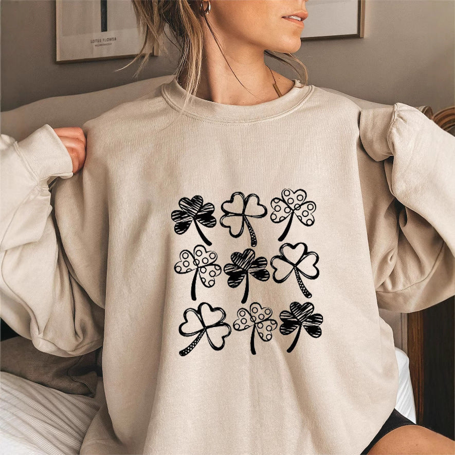 Damen Sweatshirt Kleeblatt-Motiv Eveloria
