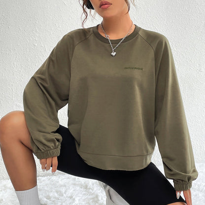 Damen Raglan Sweatshirt Elastisch Minimalistisch Grau Eveloria - Eveloria