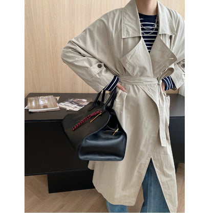 Damen Oversized Trenchcoat mit Taschen und Gürtel Eveloria