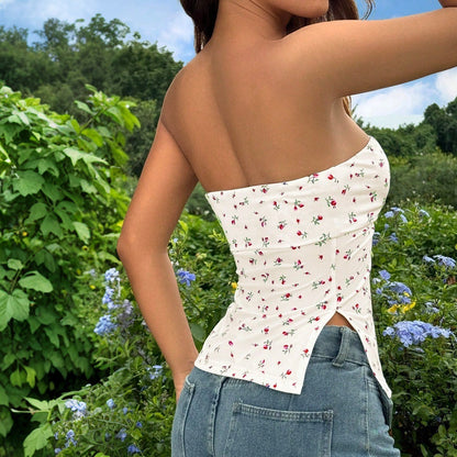 Eveloria Damen Bustier Elastisch Floralmuster
