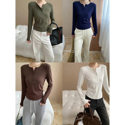 Damen Langarmshirt mit Rippdetails Eveloria