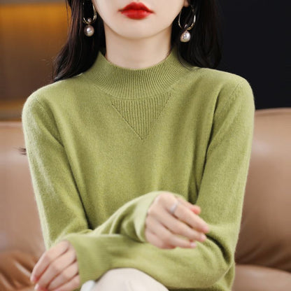 Damen Pullover Feinripp mit hohem Kragen Elegant Anthrazit