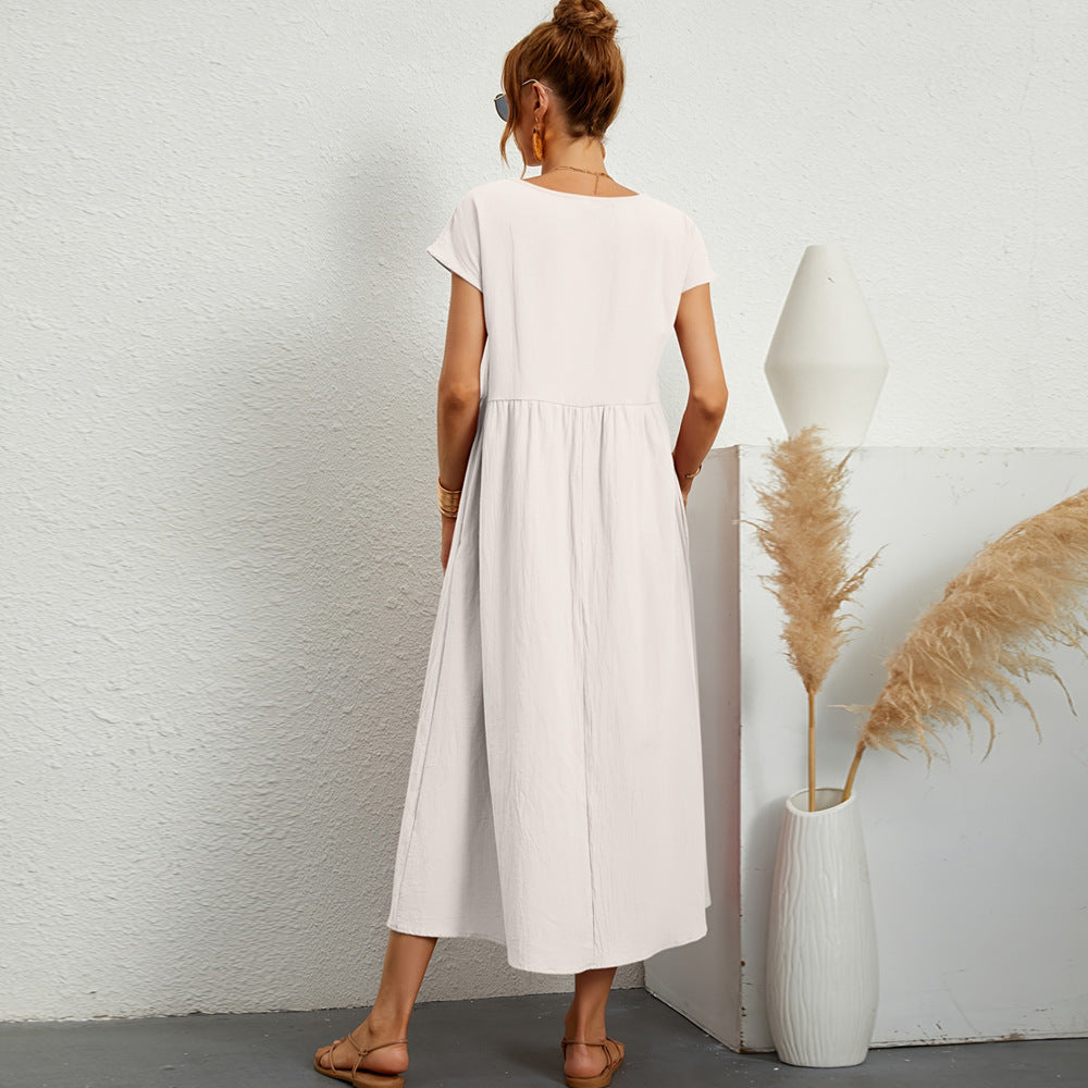 Damen Maxikleid Tailliert Mit Seitentaschen Eveloria