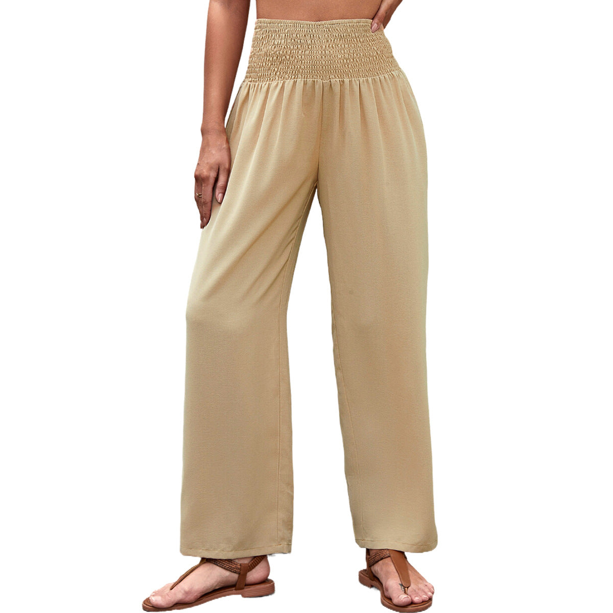 Damen Palazzo-Hose Elastischer Taillenbund Weites Bein