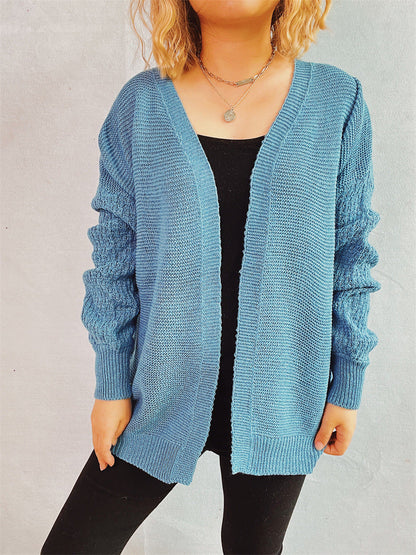 Damen Strickjacke Häkelmuster Offen Vorne Eveloria