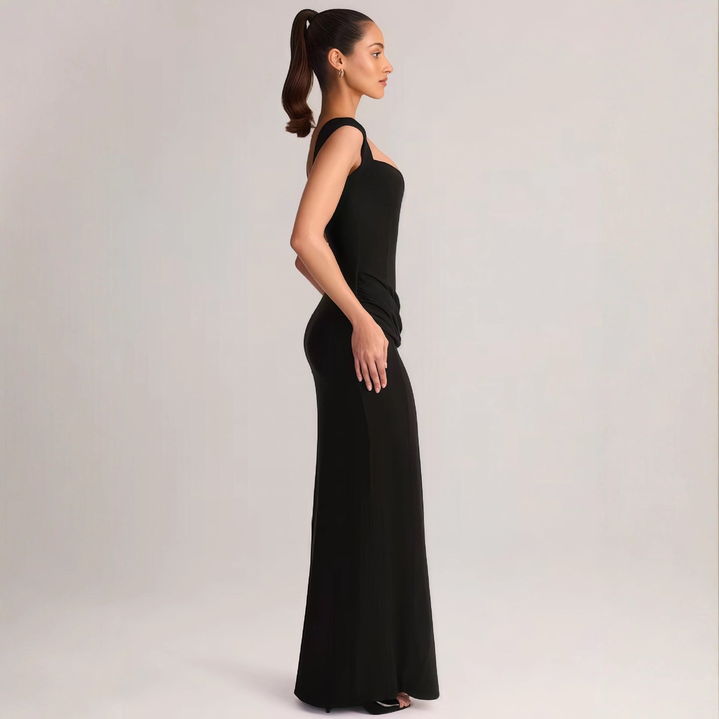 Damen Maxikleid Elegantes V-Ausschnitt Seitenschlitz Eveloria