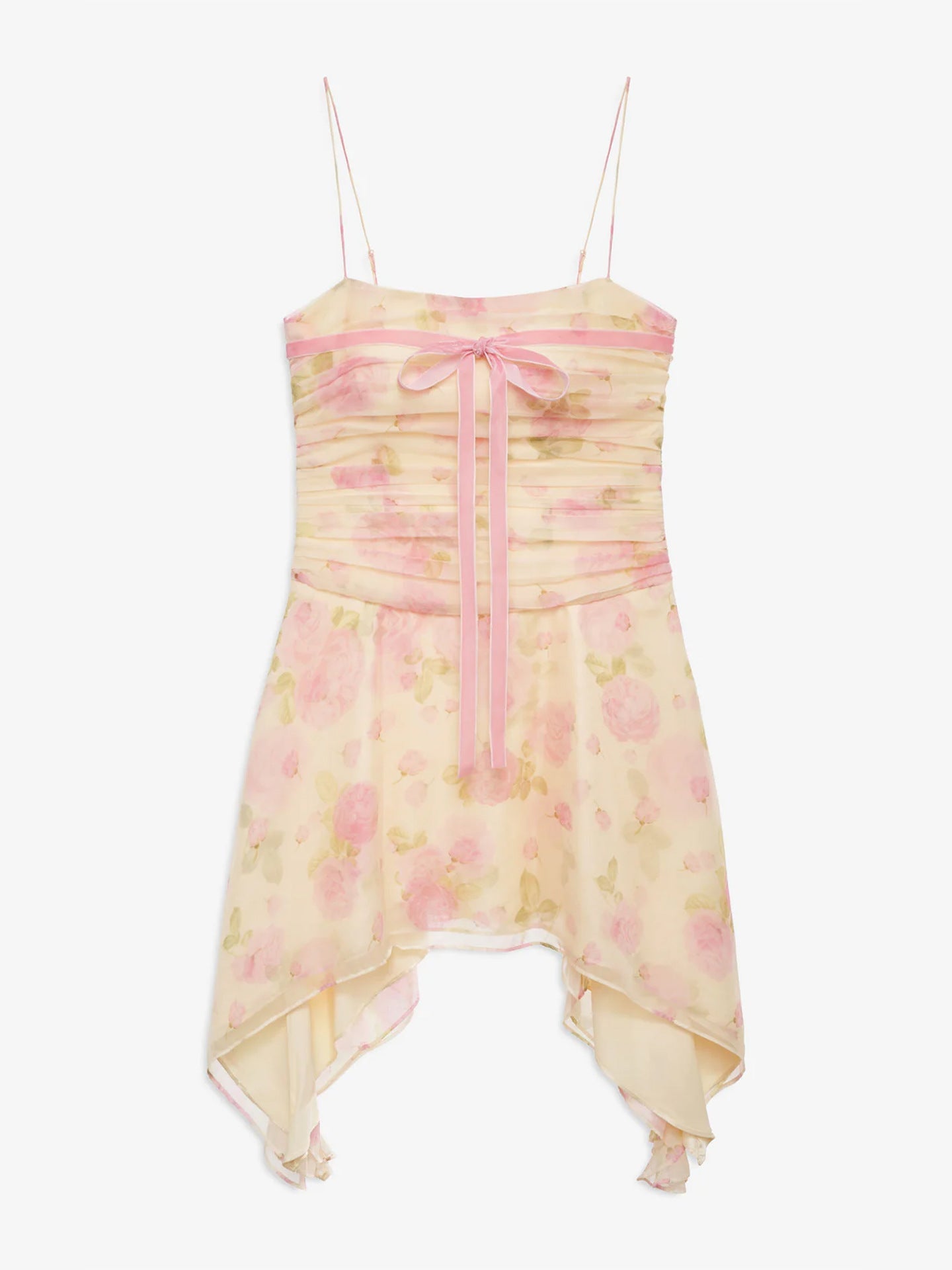Damen Mini-Kleid Flower-Print Asymmetrisch Elegantes Raffdesign