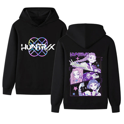 Damen Kapuzensweater Anime-Design Gemütlich Grau Eveloria