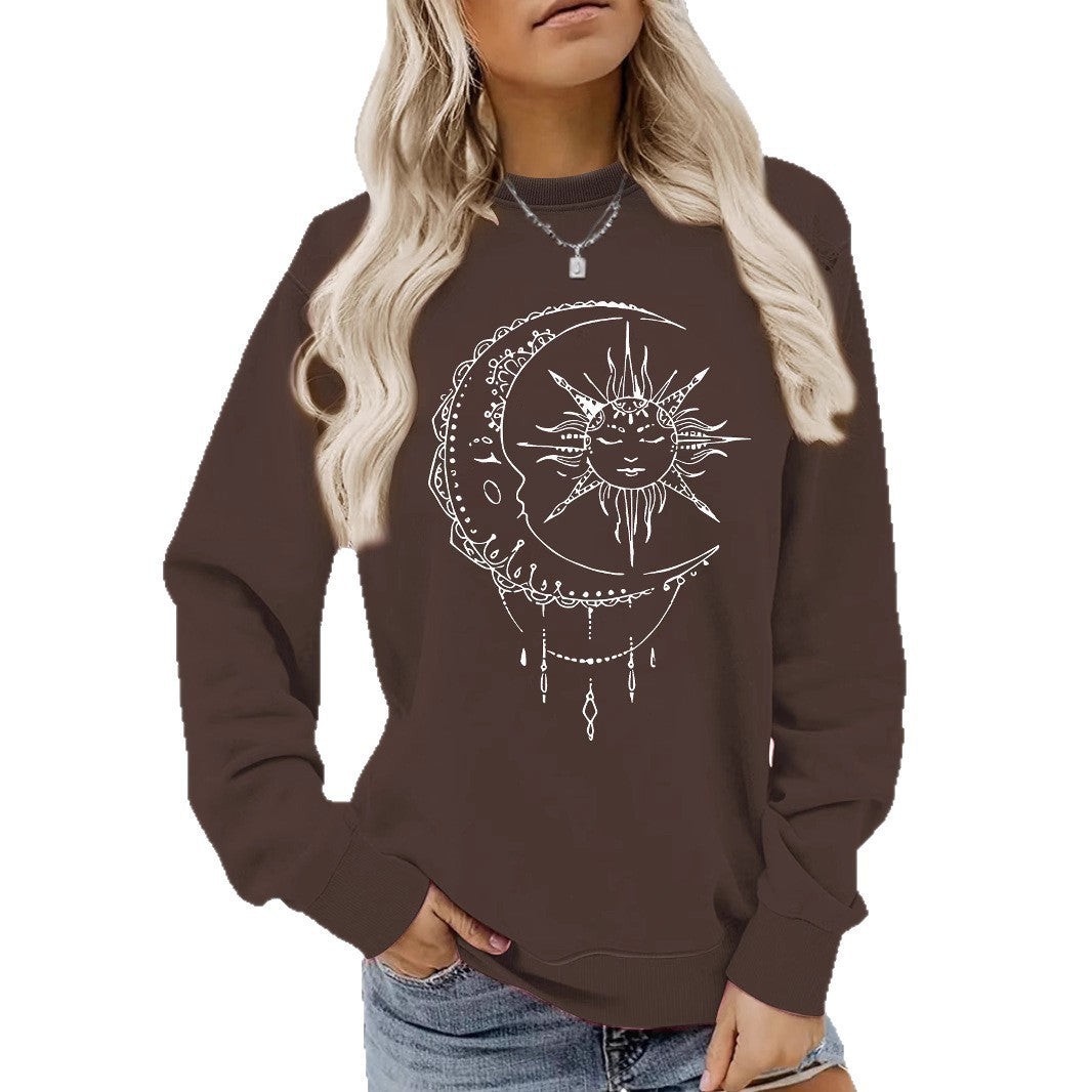 Damen Sweatshirt Sonnen-Mond-Motiv Eveloria