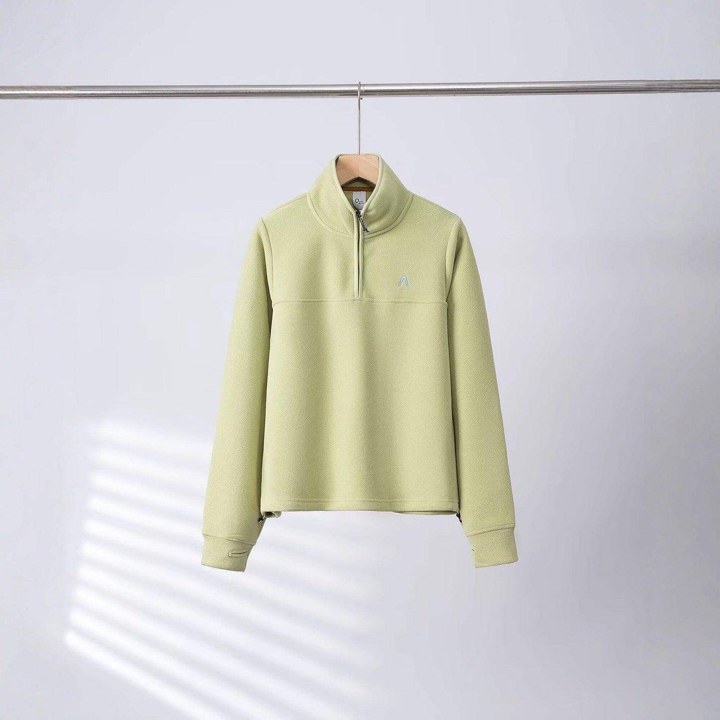 Damen Fleece-Pullover Halbzipp Elastische Bündchen Grau