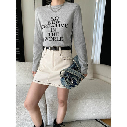 Damen Langarmshirt Kreativer Aufdruck Modischer Schnitt Eveloria