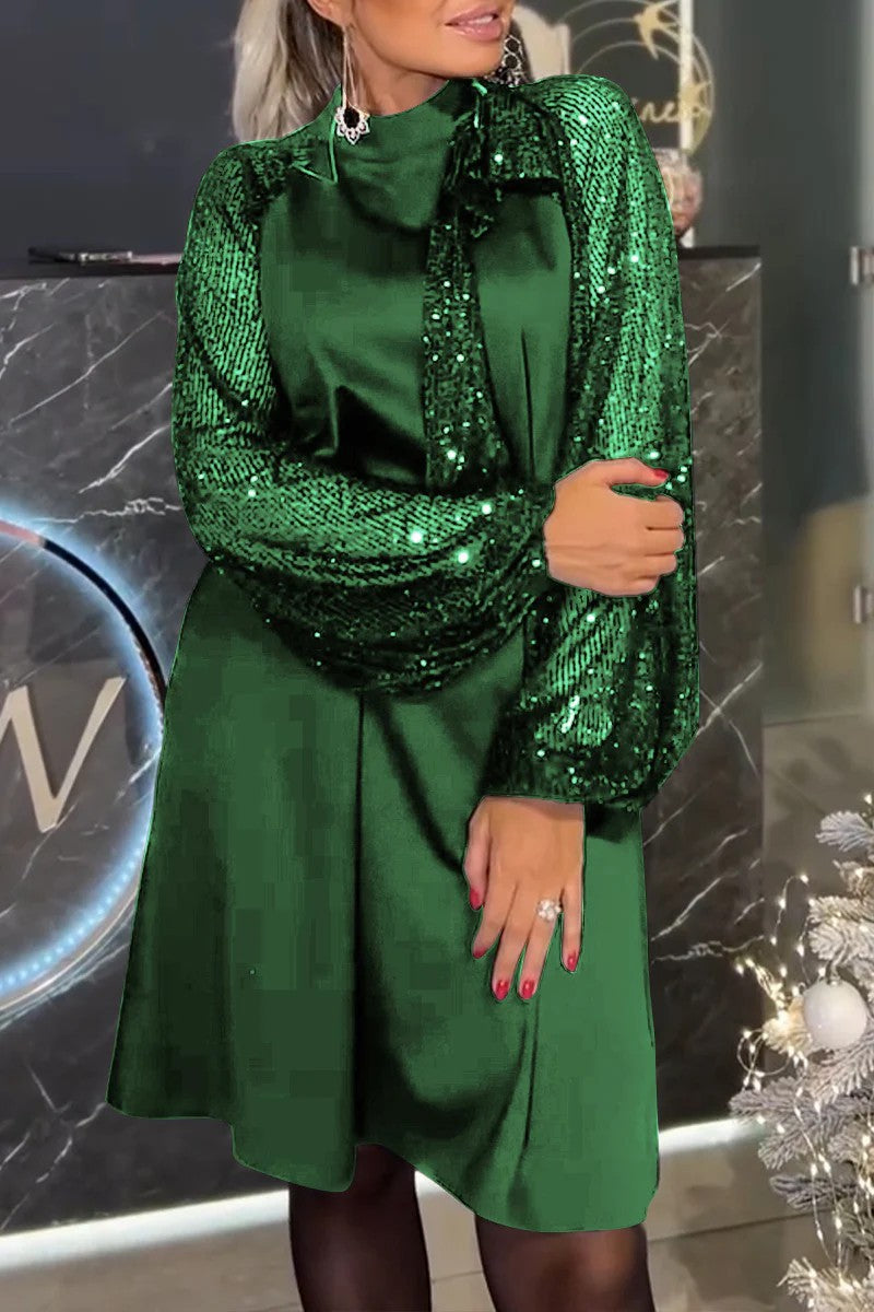 Damen Cocktailkleid Paillettenbesatz Festlich Eveloria