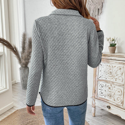 Damen Stepppullover Hochkragen Kängurutasche Eveloria
