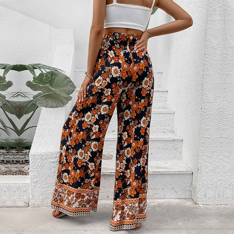 Damen Blumenhosen Weite Baumwolle Eveloria