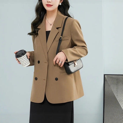 Damen Oversized Blazer Doppelter Knopfleiste Stylisch Schwarz Eveloria - Eveloria