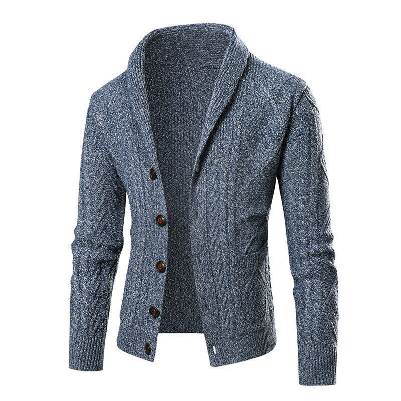 Herren Strickcardigan Zopfmuster Aufgesetzte Taschen Beige