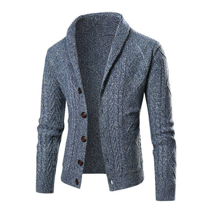 Herren Strickcardigan Zopfmuster Aufgesetzte Taschen Beige