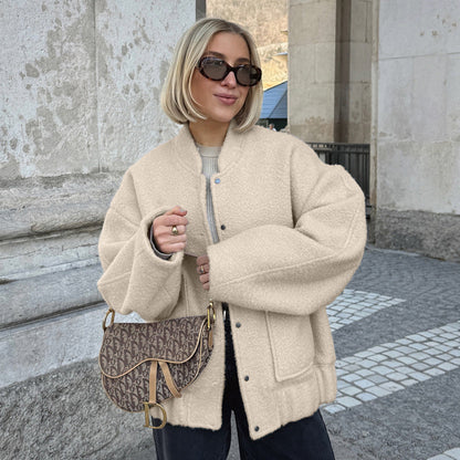 Damen Oversized Fleecejacke Knopfverschluss Eveloria - Eveloria