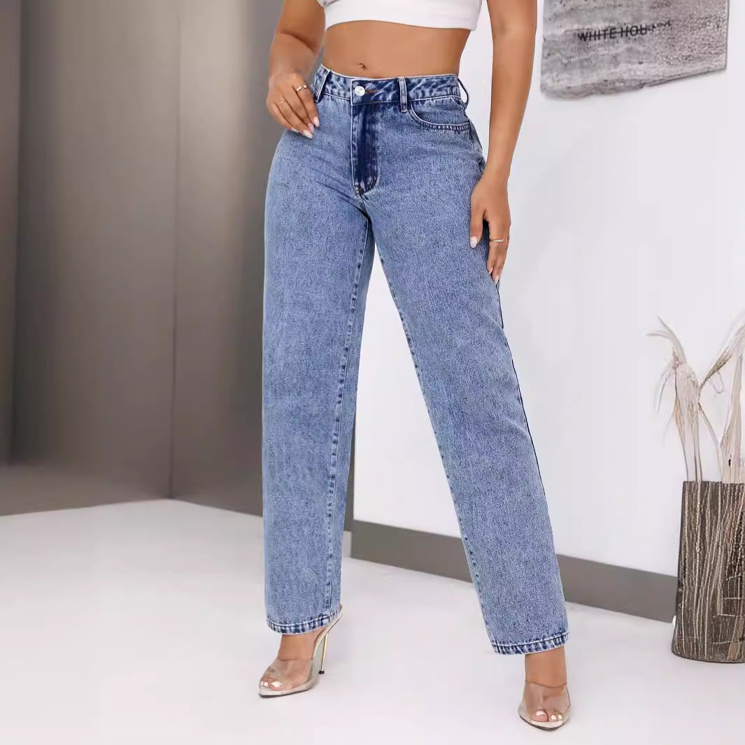 Damen High-Waisted Jeans Weites Bein Eveloria - Eveloria
