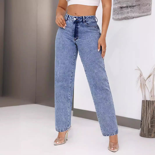 Damen High-Waisted Jeans Weites Bein Eveloria - Eveloria