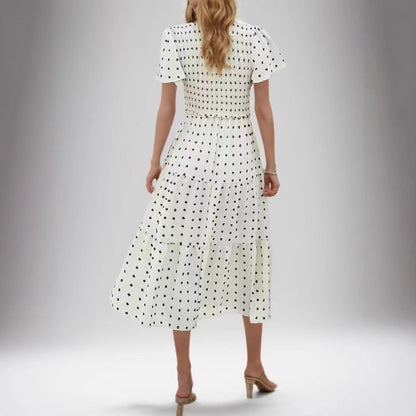 Damen Midi-Kleid Elastisch Rüschen Eveloria