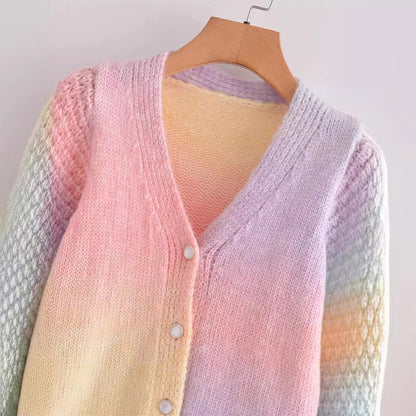 Damen Strickjacke Bunt Meliert Eveloria