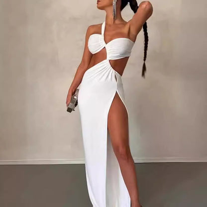 Damen Maxikleid Asymmetrisch Elegantes Drapieren Eveloria