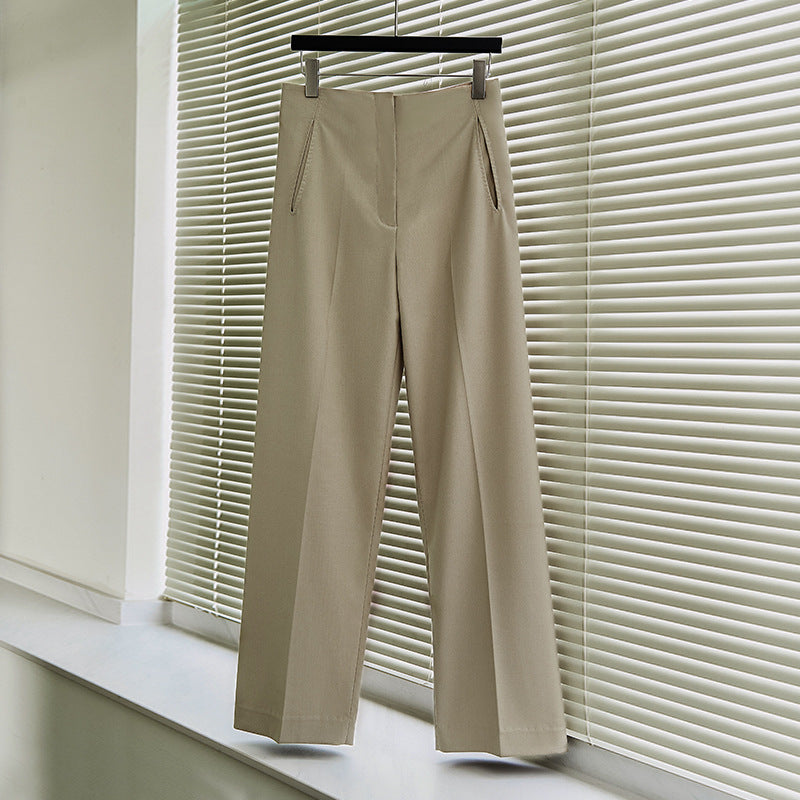 Damen Anzughose Weit Elegant Beige