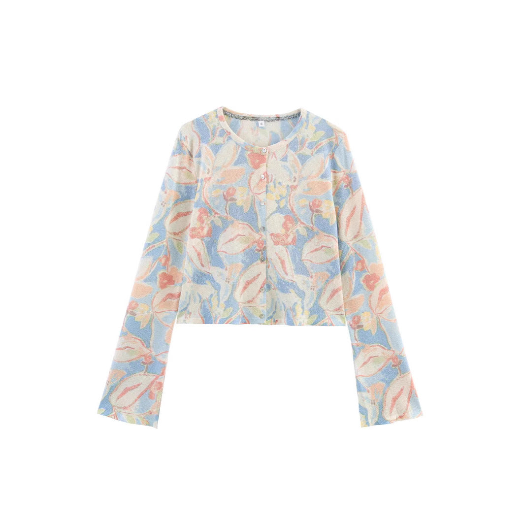 Damen Baumwollcardigan Floralmuster Eveloria