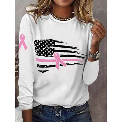 Damen T-Shirt Flaggen-Schleifen-Design Baumwolle Weiß