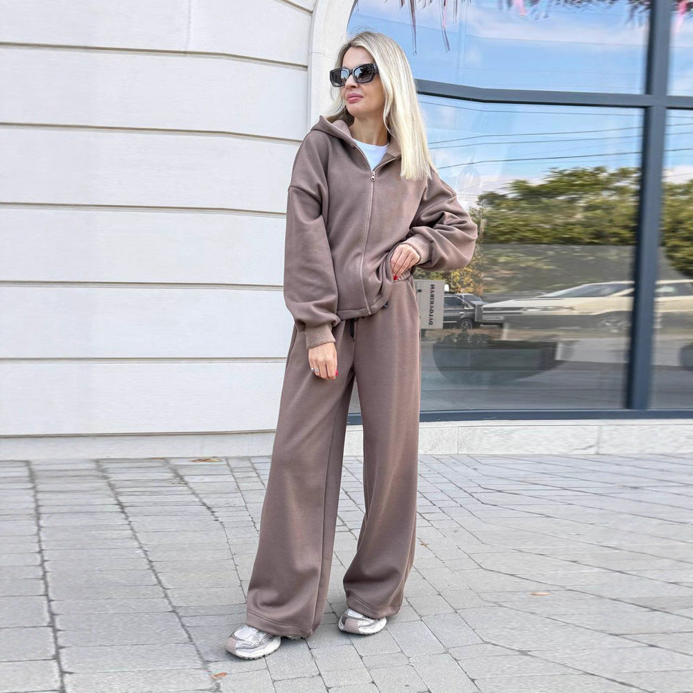 Damen Sportliches Lounge-Set Hoodie Weite Passform Schwarz Eveloria - Eveloria