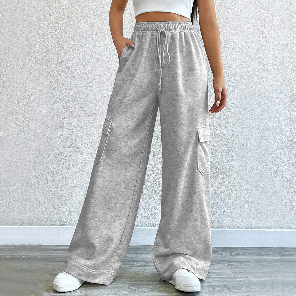 Damen Cargo-Hose Weite Bein Elastischer Bund Eveloria - Eveloria