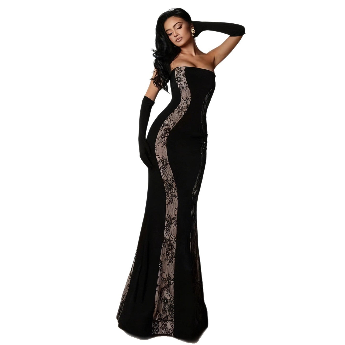 Damen Abendkleid mit Spitze und luxuriösem Schnitt